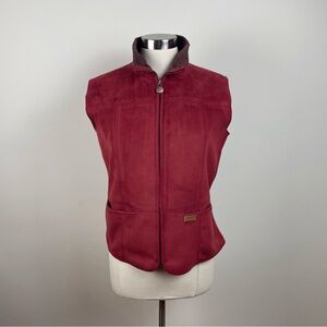 Outback Trading Co. Solid Red Microsuede Vest Full Zip Women Medium Outdoor